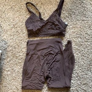 Aerie Real Me Brown Zebra Bra + Brown Legging Set